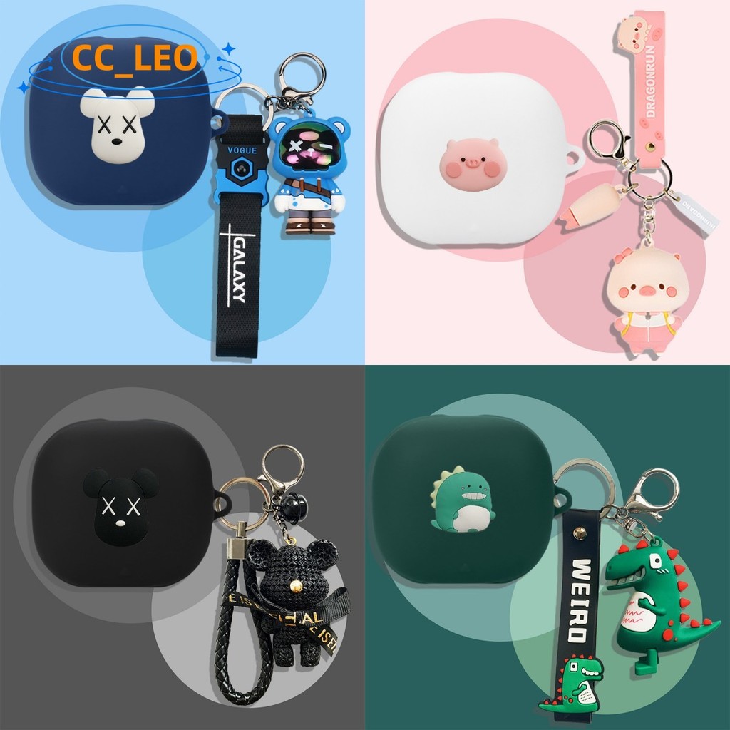 For Anker Soundcore Liberty 4 Pro Case Creative Bear Keychain Pendant Soundcore Liberty 4 Pro Cartoon Piggy Silicone Soft Case Protective Cover Cute