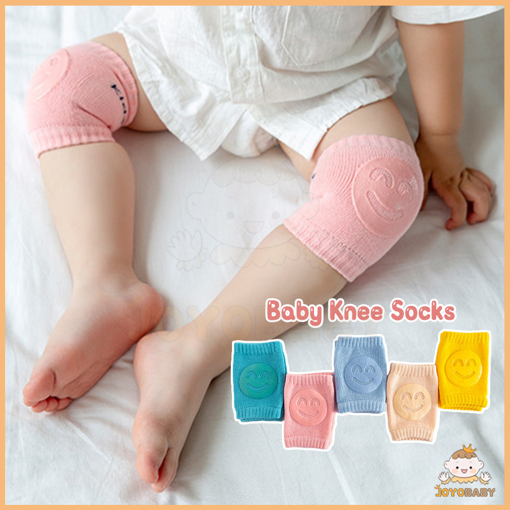 JOYOBABY สนับเข่าเด็ก รองเข่า ผ้าฝ้าย ผ้านิ่ม สนับเข่าเด็กวัยหัดคลาน ถุงเข่าเด็ก มีกันลื่น รูปหน้ายิ้มน่ารัก