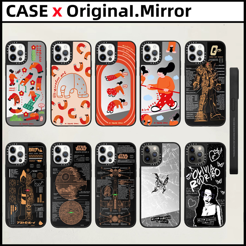 Casetify RI YOUNG CHOW GUNDAM Astroboy Star Wars Olivia Rodrigo Money Mirror iPhone สําหรับ 15 16 Pro Max 14 15 16 Plus TPU ตัวอักษรด้านข้างกันกระแทกฝาครอบโทรศัพท์กลับปลอก
