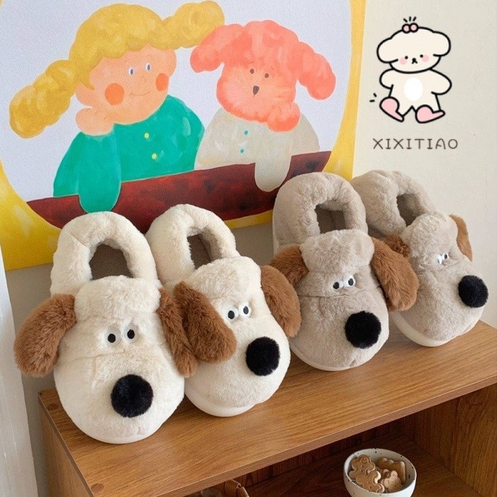 Xixitiao Confinement รองเท ้ าแตะผ ้ าฝ ้ ายน ่ ารัก Master PPR สุนัขสไตล ์ ใหม ่ Warm Plush บ ้ านในร ่ มสบายๆนุ ่ มหญิงฤดูใบไม ้ ร ่ วงฤดูหนาว