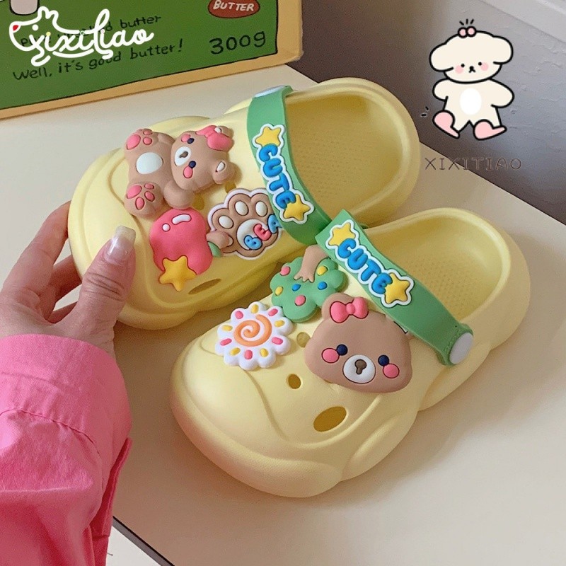 Xitiao Hole รองเท้าเด็กน่ารักผู้ชายผู้หญิง EVA Bow Bear สวมใส่ด้านนอกฤดูร้อน Soft Sole