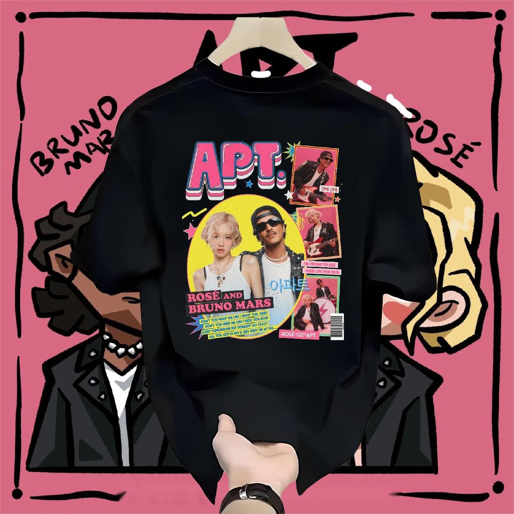 APARTMENT ผู้หญิง เสื้อยืด ร้อน APT BrunoMars Rosé เหมาะสม เสื้อยืด สตรีทแวร์ การ์ตูน การพิมพ์ S-3XL
