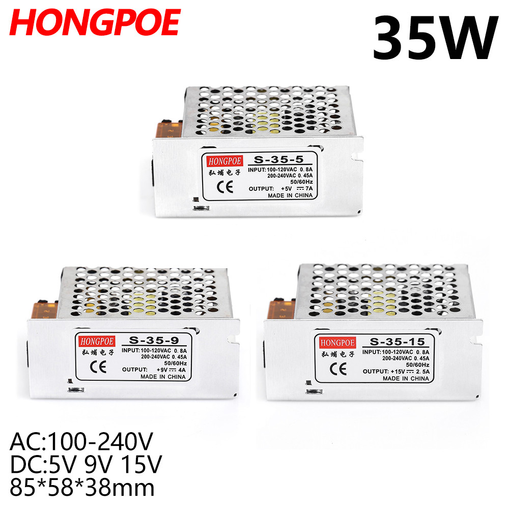 35w 5V 9V 15V DC Switching Power Supply 5V 7A 9V 4A 15V 2.5A สําหรับ LED Strip AC 100-240V อินพุต DC