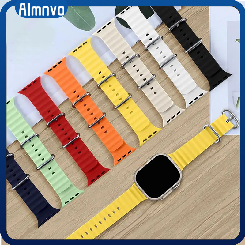 สายซิลิโคนกีฬาทางทะเล สำหรับ Smart Watch Ultra/SE 3 2 49mm Series 11/10 9 8 7 6 5 for IWatch 44 40 45 38 41mm 42mm 46mm