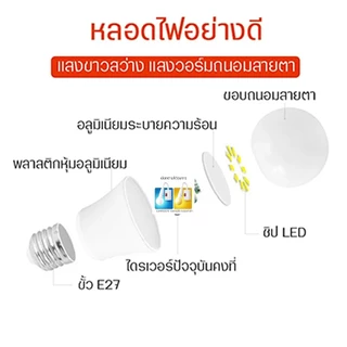โคมไฟกลางคืน LED 5W 7W 13W 15Wพร้อมสวิตซ์เปิดปิด หมุนได้ 360°เปลี่ยนหลอดไฟได้ เสียบปลั๊กใช้ได้เลย ไฟแสงขาว แสงวอร์มไวท์