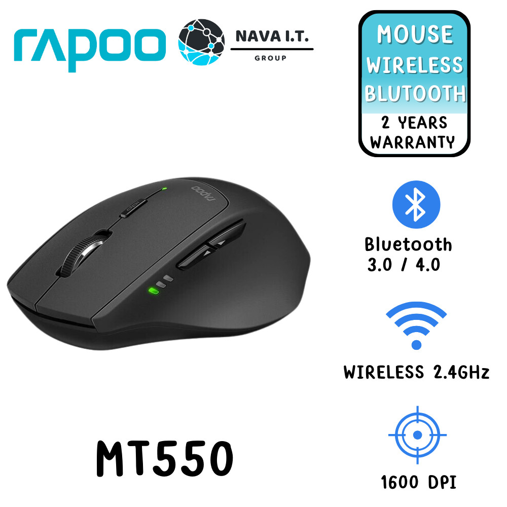 มีส่งด่วน RAPOO MT550 MT550-BK MULTI-MODE WIRELESS 2.4G BLUETOOTH 3.0/4.0 MOUSE 1600DPI