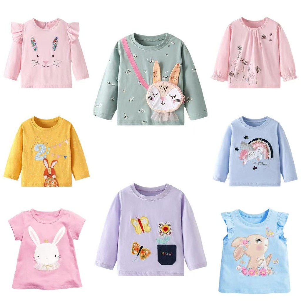 [ข้อเสนอพิเศษจํากัดเวลา] เสื้อยืด แขนสั้น ลายยูนิคอร์น ม้าโพนี่น่ารัก แฟชั่นฤดูร้อน สําหรับเด็กผู้หญิง qqz-