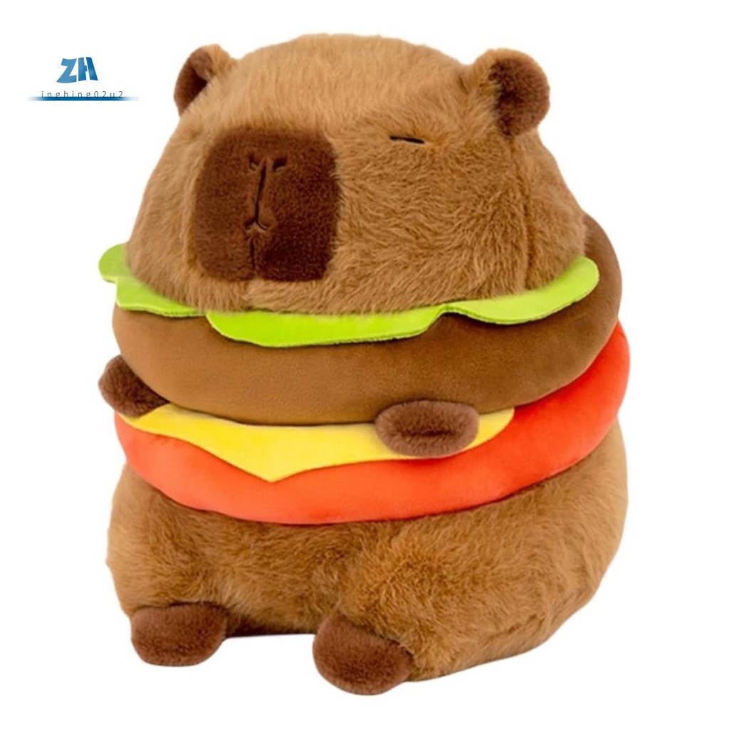 1 ชิ้นสมจริง Capybara Burger Plush, น่ารัก Capybara ตุ๊กตาสัตว์หมอน Plushie ของเล่น, ความสูงประมาณ 20 ซม.นุ่มแฮมเบอร์เกอร์อาหารตุ๊กตาของเล่นตุ๊กตา