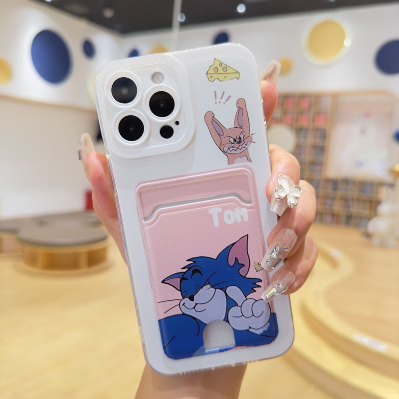 การ์ตูนอะนิเมะเคสโทรศัพท์สําหรับ OPPO Reno 9 8T 8 8Z 7Z 7 6Z 6 5F 5 4 A1K Lite Pro Plus 5G Tom & Jerry ช่องใส่การ์ดกระเป๋าสตางค์ - รูปที่ 4