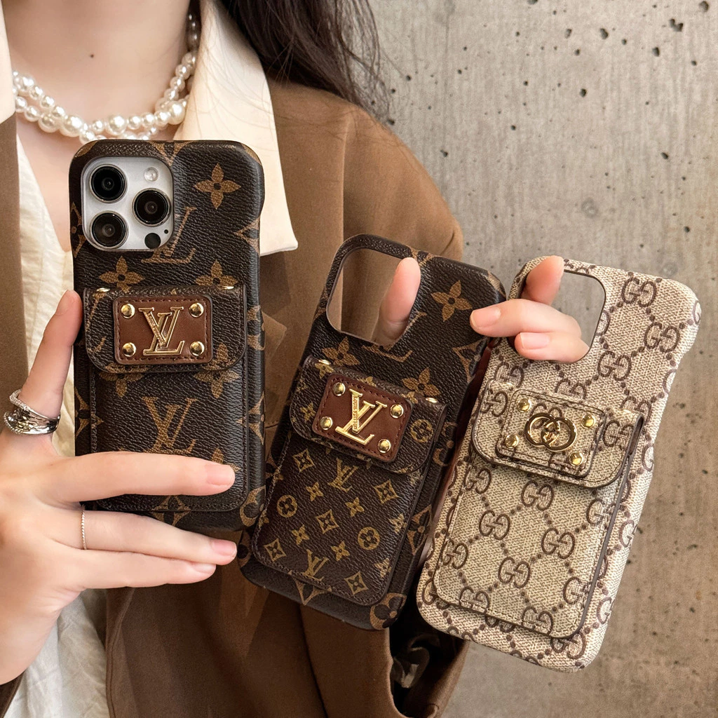 แฟชั่น clamshell ช่องใส่การ์ดหนังเคสโทรศัพท์สําหรับ iphone 16promax 16 15 14 13 12 11 Pro Max 16plus 15max 14 Drop proof กรณี