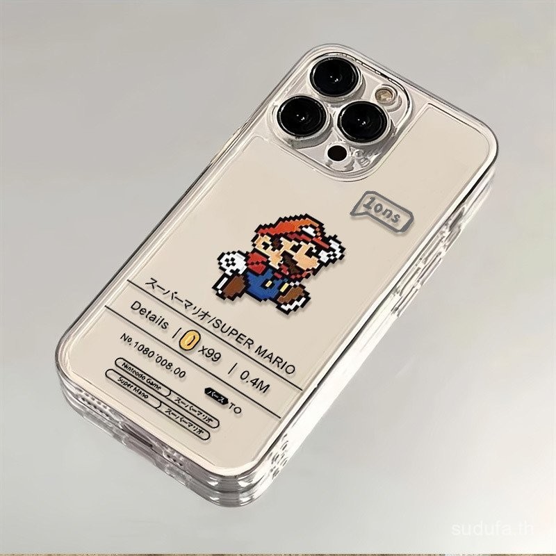 เคสโทรศัพท์มือถือซูเปอร์มาริโอแบบเรียบง่ายสำหรับ iPhone x XR xsmax 11PROMAX 11 13 14 15 16 proamx 14PROMAX 14pro 8PLUS เคสซิลิโคนกันกระแทก
