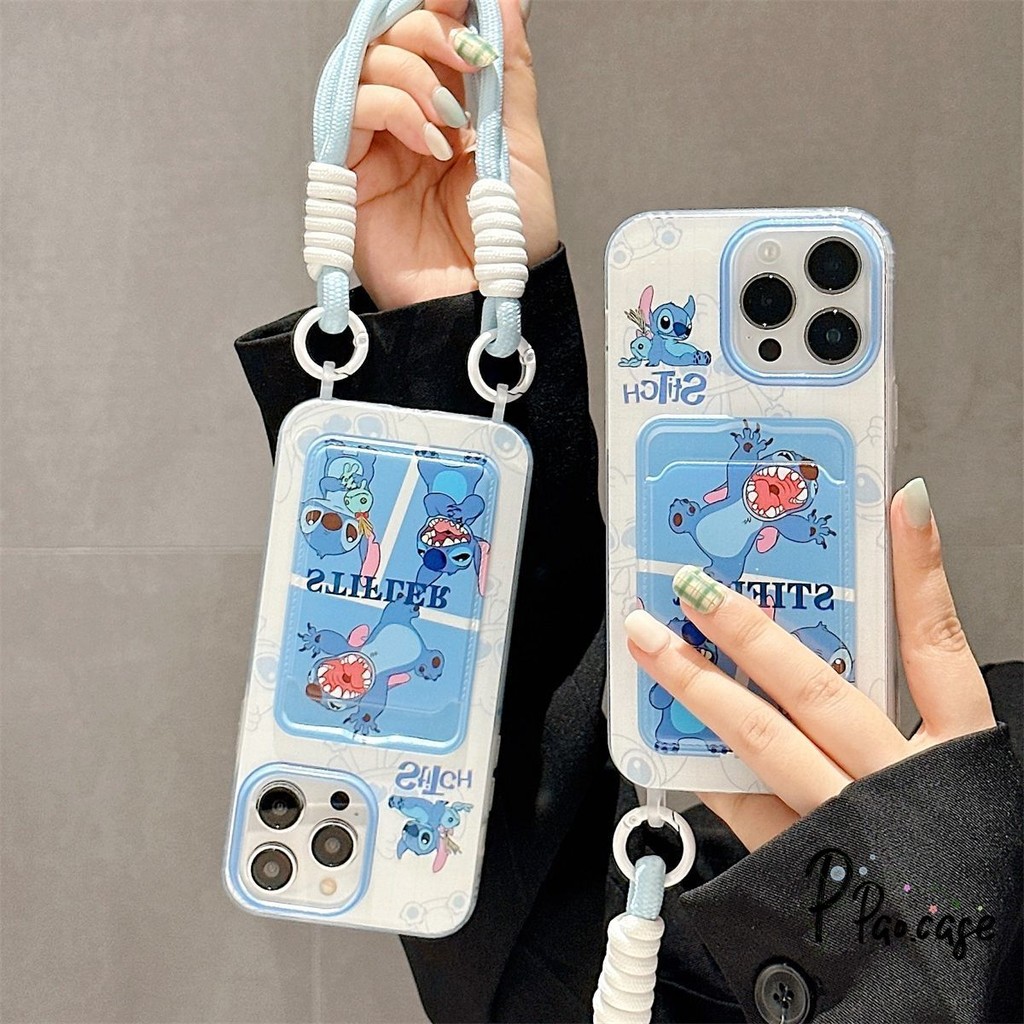 น่ารักการ์ตูน ตุ๊กตาการ์ตูนเข้ากันได้กับเคสไอโฟน 13 11 16 15 XR 14 12 Pro Max 7 8 Plus X XSMax SEเชือกกระเป๋าสตางค์บัตรเ