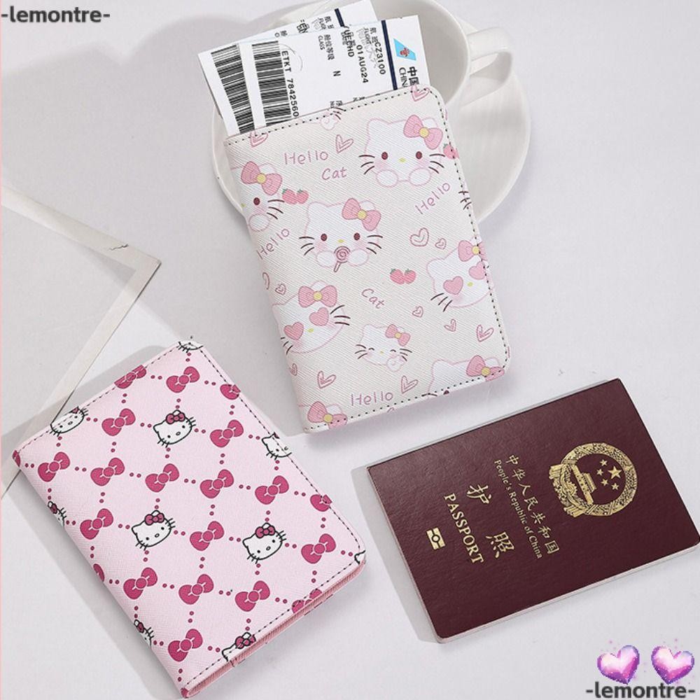 LEMONTRE Passport Bag, ที่ใส่หนังสือเดินทางหนัง PU มัลติฟังก์ชั่น, กระเป๋าเดินทางบัตรเครดิตการ์ตูนบางเฉียบ