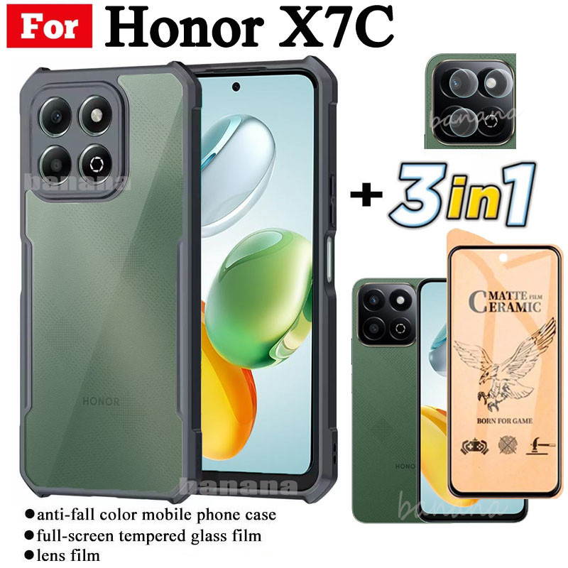 3 ใน 1 Honor X7C เคสโทรศัพท์กันกระแทกสําหรับ Honor X6B X7B X8B X6A X7A X8A เซรามิค Frosted ฟิล์ม + ฟ