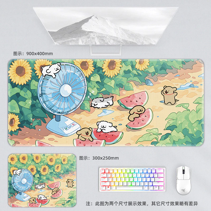 Line Puppy Paradise แผ่นรองเมาส์สีสันสดใสขนาดใหญ่สาว Office Soft Pad ins แป้นพิมพ์คอมพิวเตอร์แล็ปท็อป Pad Creative Anti-slip Play Puppy Garden ดอกไม้ Ocean รูปแบบ