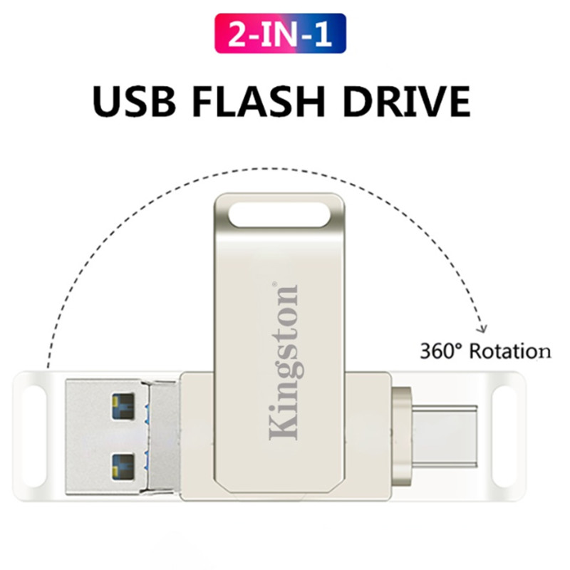 Kingston 1TB 2TB 2 In 1 OTG USB แฟลชไดรฟ์ความเร็วสูง Pendrive Stick พร้อม Type-C U Stick สําหรับโทรศัพท์ Android iPhone15