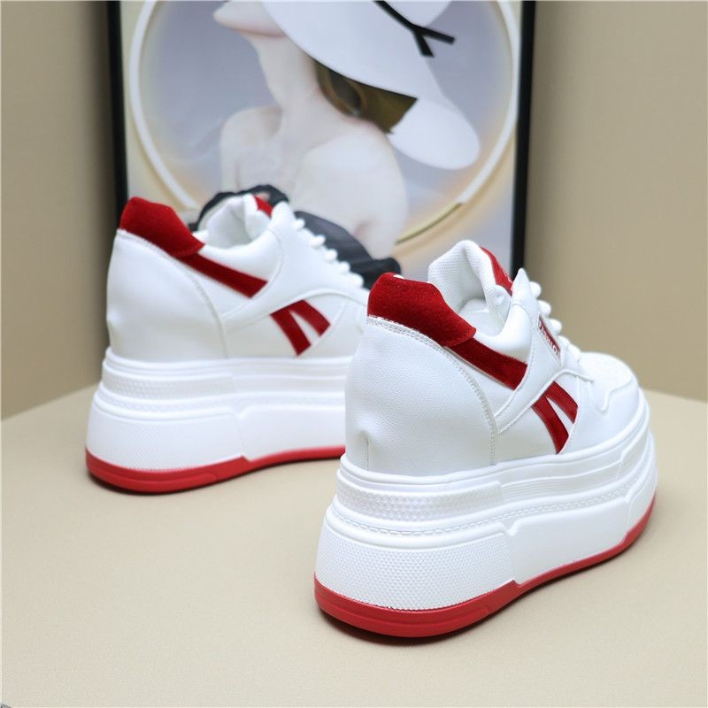 Merad Ultra-สูง 12 ซม.ความสูงเพิ่ม 2024 รองเท้าสีขาวขนาดเล็กหนังหนาSoled Casualขนาดเล็ก 10 รองเท้าผู้หญิง - รูปที่ 3