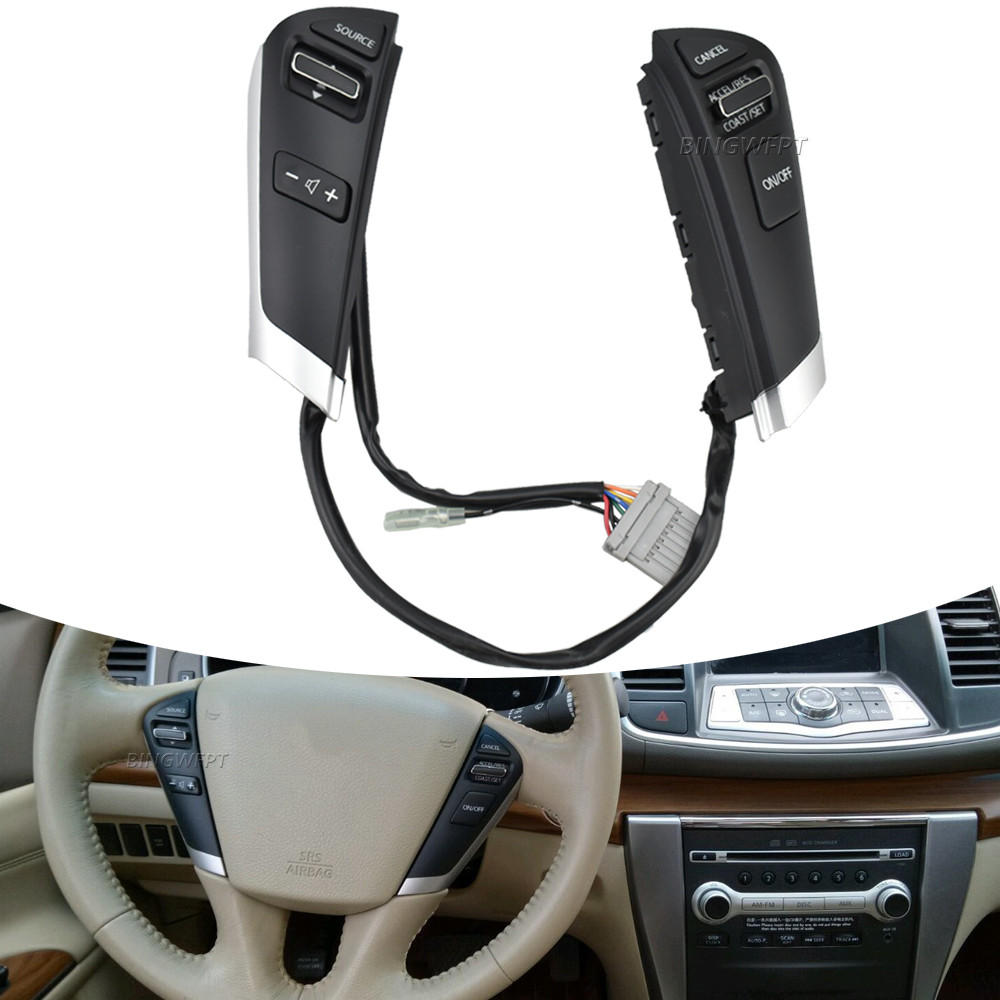 สวิตช์ปุ่มพวงมาลัยมัลติฟังก์ชั่นสําหรับ NISSAN Elgrand E52 2008 2009 2010 2011 2012 สําหรับ NISSAN TEANA 2008-2012