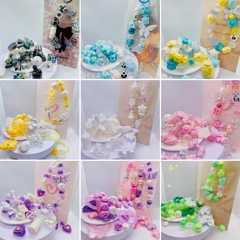 40g สี UV ชุบไฟฟ้ารูปพิเศษลูกปัดกลมสไตล์ผสมสร้อยคอระดับไฮเอนด์ DIY