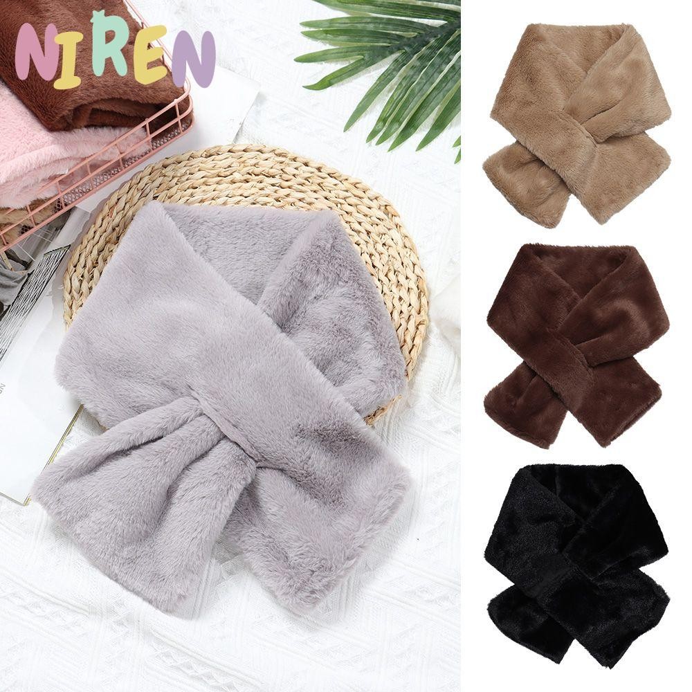 Niren Neckerchief Wrap ผู้หญิง Faux กระต่ายขนสัตว์ Plush ผ้าคลุมไหล่คออุ่น