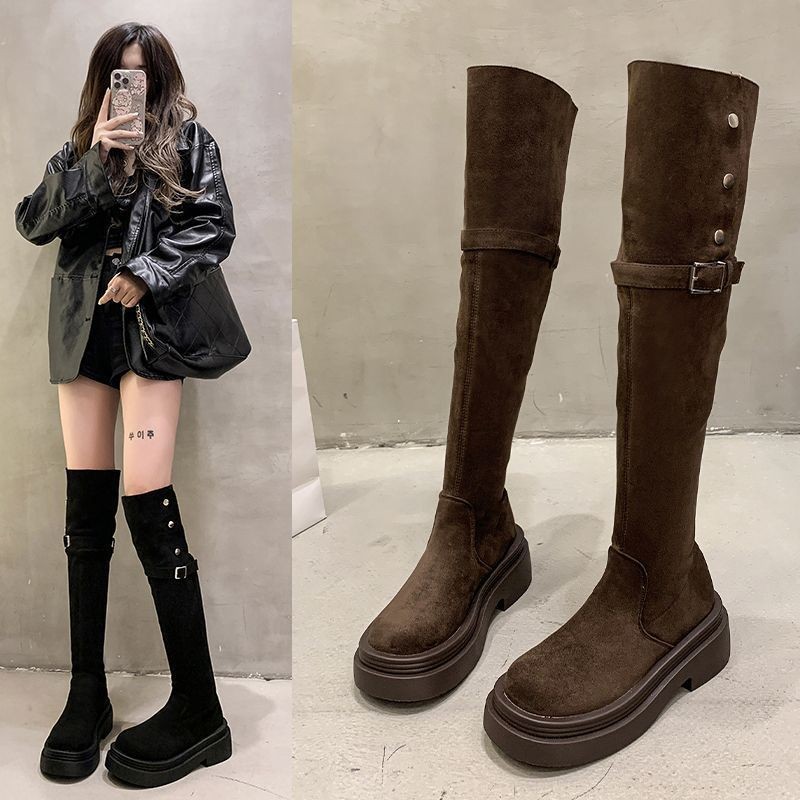 เทรนด์ Mi Mid-tube Boots Boots Winter Students Fashion Casual