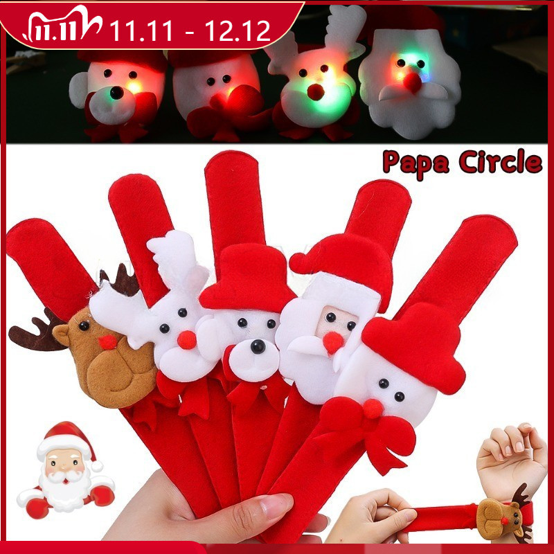 Luminous การ์ตูนคริสต์มาสตบวงกลมของเล่นเด็ก-เด็กปัจจุบัน Santa Claus สายรัดข้อมือ-ตลก Xmas Slap แหวนสร้อยข้อมือ-เทศกาลตกแต่งบ้าน