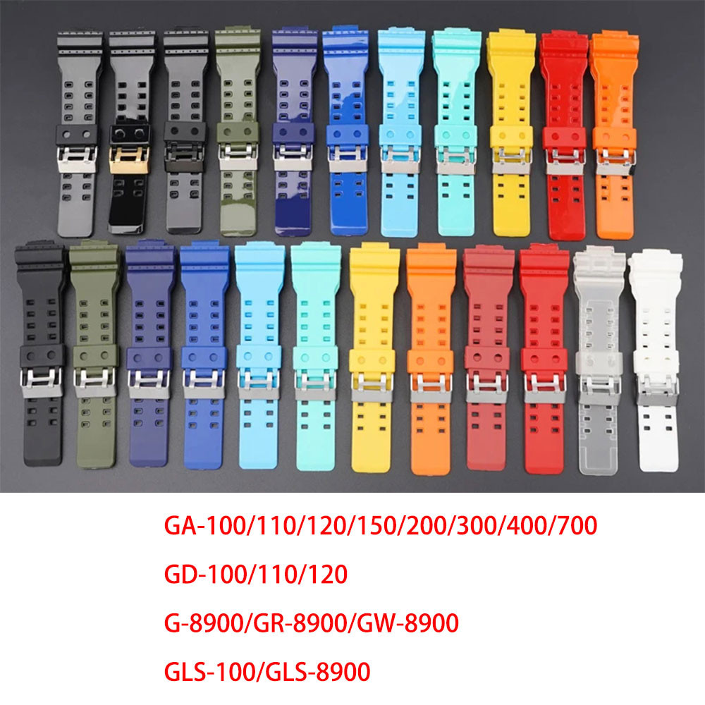 สายนาฬิกาเรซินสําหรับ Casio G-shock GA-100/110/120/150/200/300/400/700 GD-100/110/120 G-8900/GR-8900/GW-8900 GLS-100/GLS-8900 16 มม.