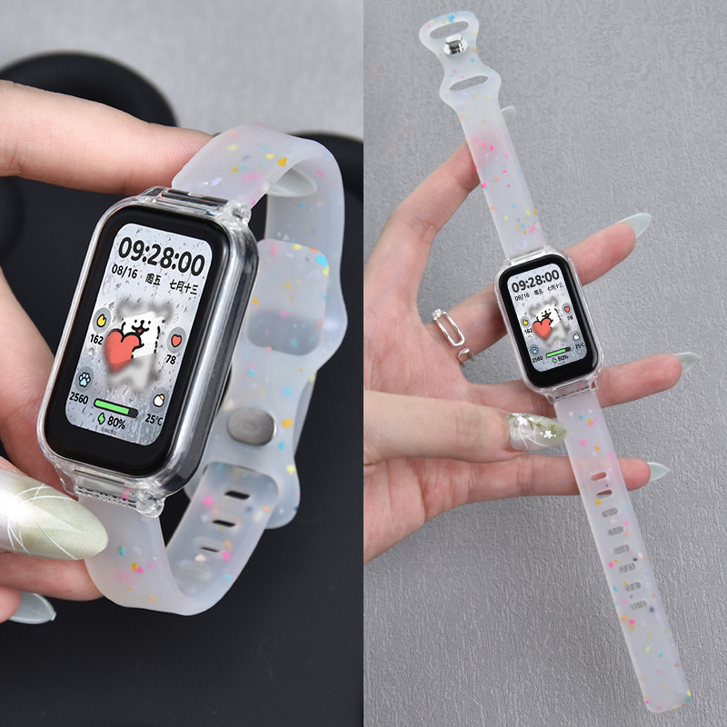 แฟชั่นสายซิลิโคนใสสําหรับ Redmi Smart Band 2 สร้อยข้อมือสายรัดข้อมือ Xiaomi Mi Band 8 Active Watchband เปลี่ยนเข็มขัด