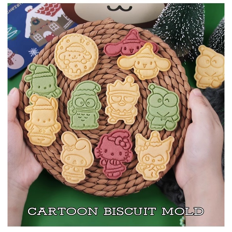 คริสต์มาส Sanrio แม่พิมพ์บิสกิตการ์ตูนแม่พิมพ์ตัดคุกกี้แม่พิมพ์ Fondant แม่พิมพ์เบเกอรี่3มิติแม่พิมพ์เค้ก Sanrio HelloKitty pochacco Cinnamoroll Kuromi Melody
