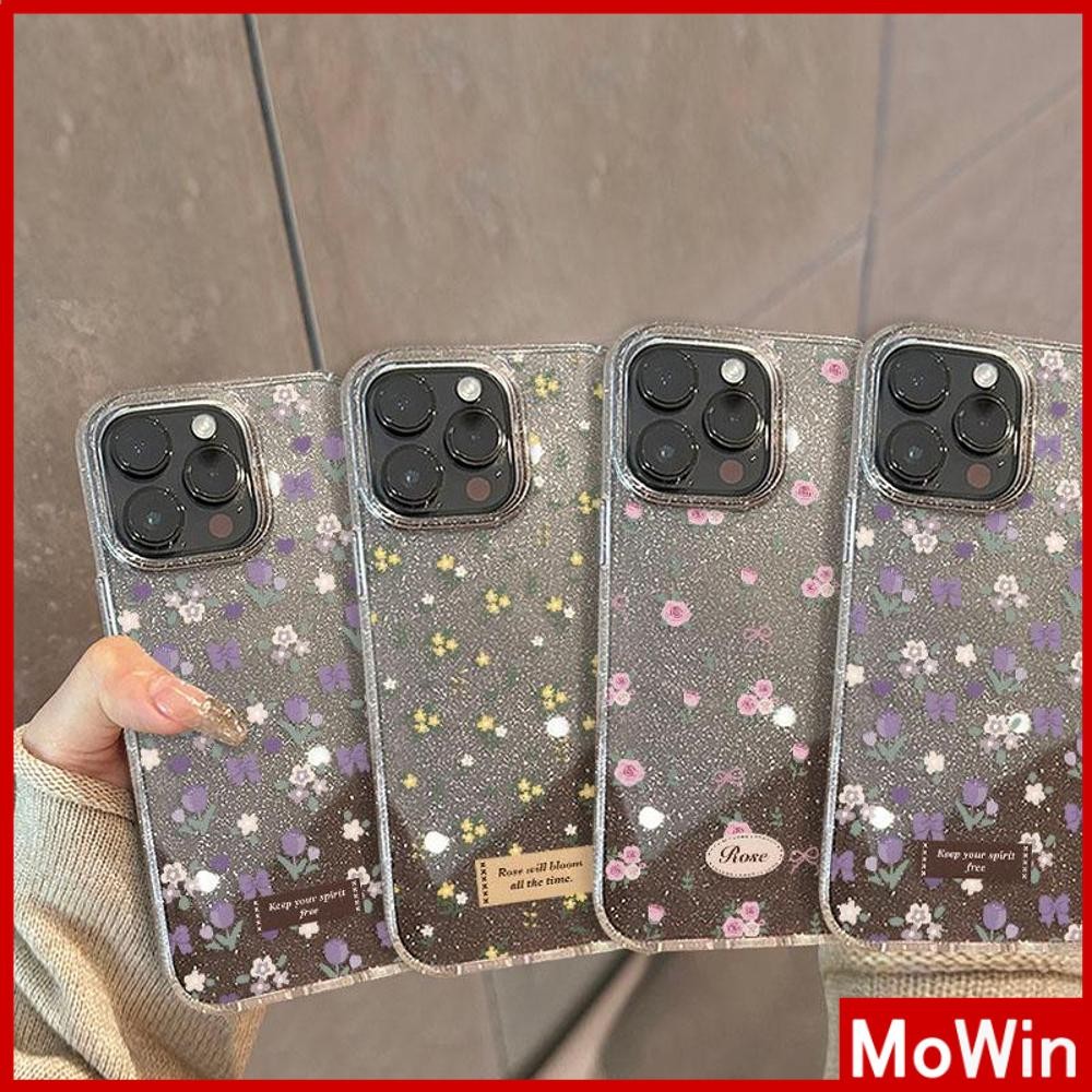 Movin - เคส iPhone 16 Pro Max iPhone 11 เคสใสแบบแวววาว TPU นุ่มสีสันสดใส ดอกไม้สวยน่ารัก Compatible iPhone15 Pro max 14 13 12 Pro max XS XR 7 Plus 8 Plus