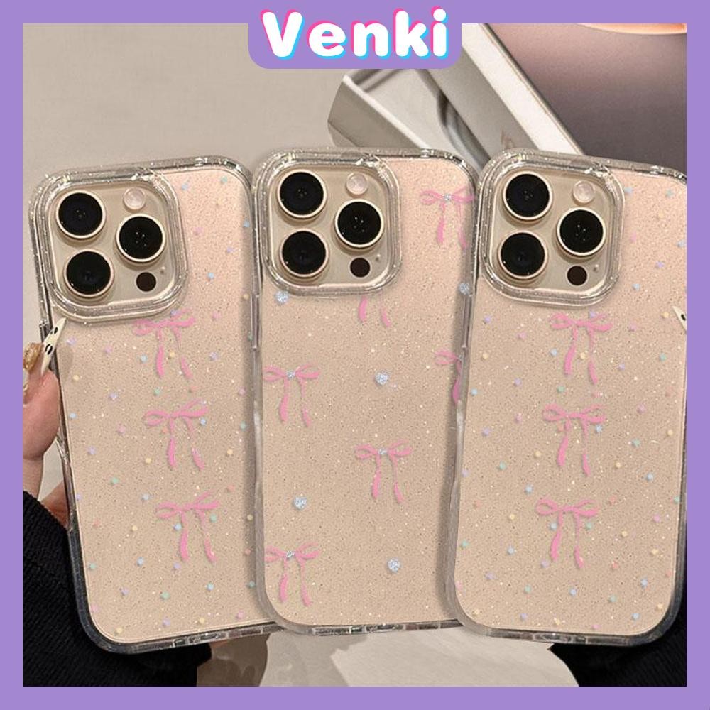 Venki - เคส iPhone 16 Pro Max iPhone 11 เคสใสแบบแวววาว TPU นุ่มสีสันสดใส โบว์สีสันสวยงามน่ารัก Compatible iPhone15 Pro max 14 13 12 Pro max XS XR 7 Plus 8 Plus