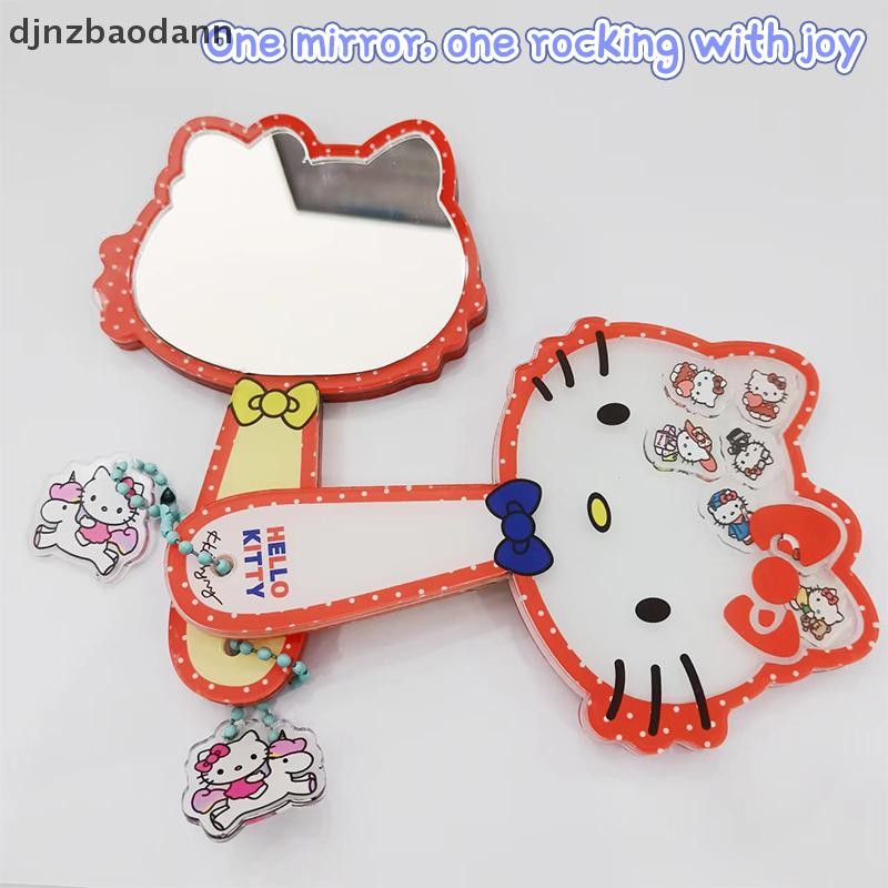 [DJNZ] Kawaii Hello Kitty กระจกน่ารักการ์ตูนแบบพกพาอะคริลิค Shake Shake Happy Retro อุปกรณ์ต่อพ่วง Creative DIY KT กระจกแต่งหน้าของขวัญ NGSS