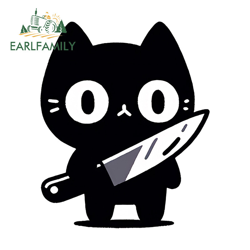 Earlfamily 13 ซม.x 10.6 ซม.สีดําลูกแมวออกแบบรถสติกเกอร์ลึกลับและอันตราย Decals แฟชั่น Windows กันชนรถจักรยานยนต์ Occlusion Scratch Decor