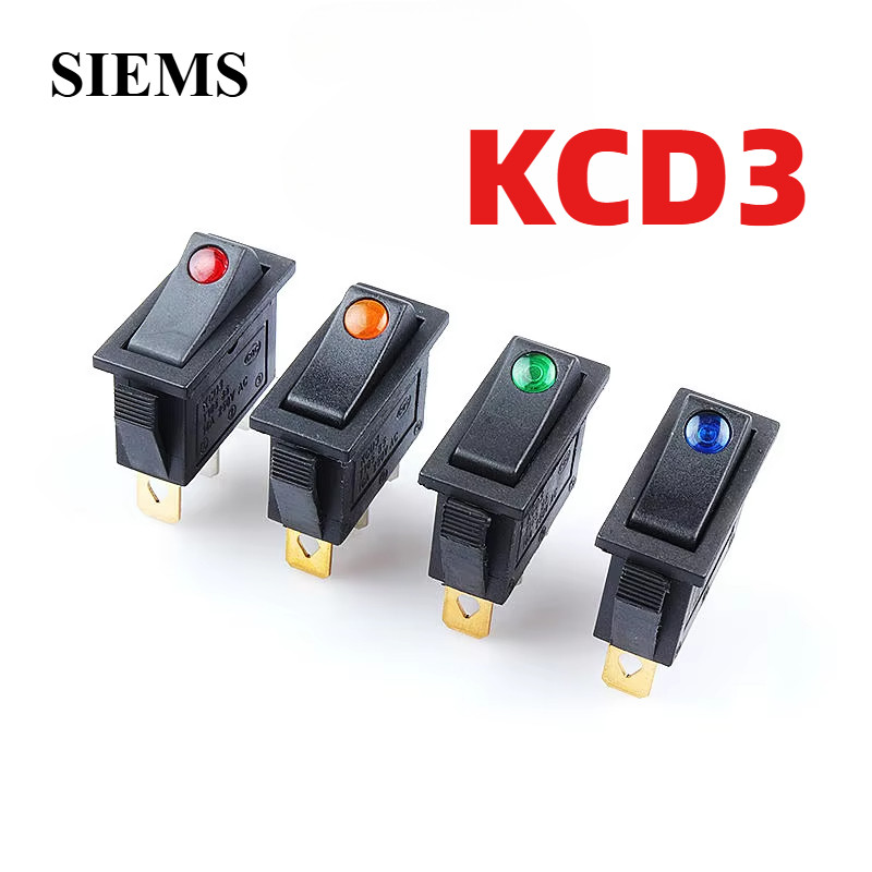 Kcd3 3pin rocker ปุ่มสวิทช์ KCD3 ON-OFF 2nd ตําแหน่งเกียร์ mini cat eye พร้อม LED AC 16A 250V ทองแดงฟุต/เงินติดต่อสีแดงสีเหลืองสีเขียวสีฟ้า