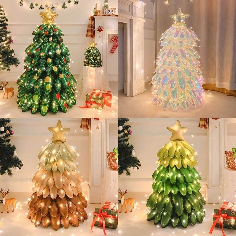 คริสต์มาสตกแต่งฐานบอลลูนสามมิติพองต้นคริสต์มาสอลูมิเนียมฟิล์มบาร์ห้างสรรพสินค้าเหตุการณ์พรรคบรรยากาศตกแต่ง