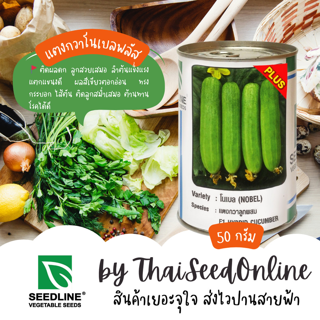 SLCOM กป 50กรัม เมล็ดพันธุ์ แตงกวา โนเบลพลัส ตราซีดไลน์ NOBEL PLUS Cucumber