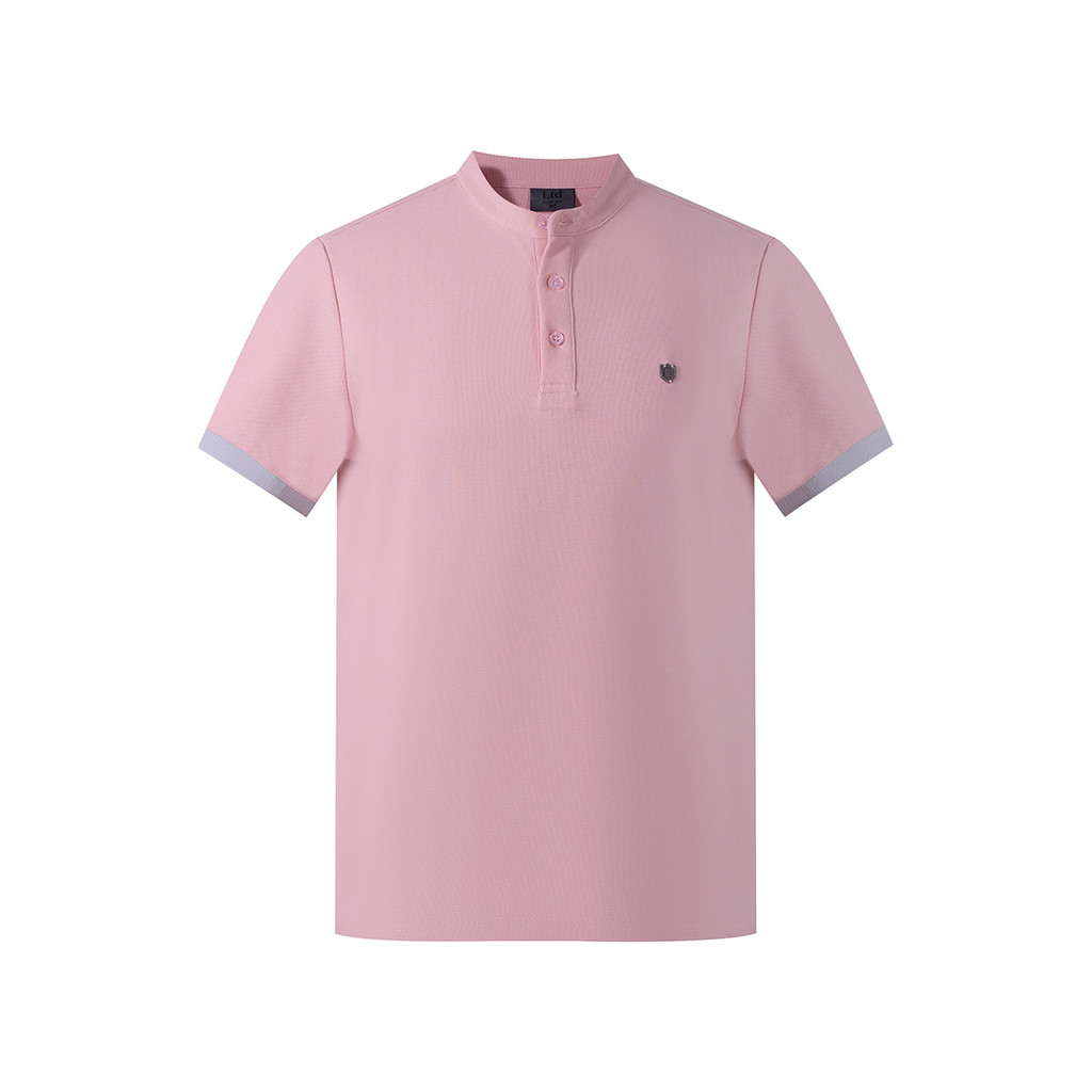 LTD เสื้อโปโลคอจีน ทรงสลิม ผู้ชาย สีชมพู | New Gen Polo Shirt | 00941