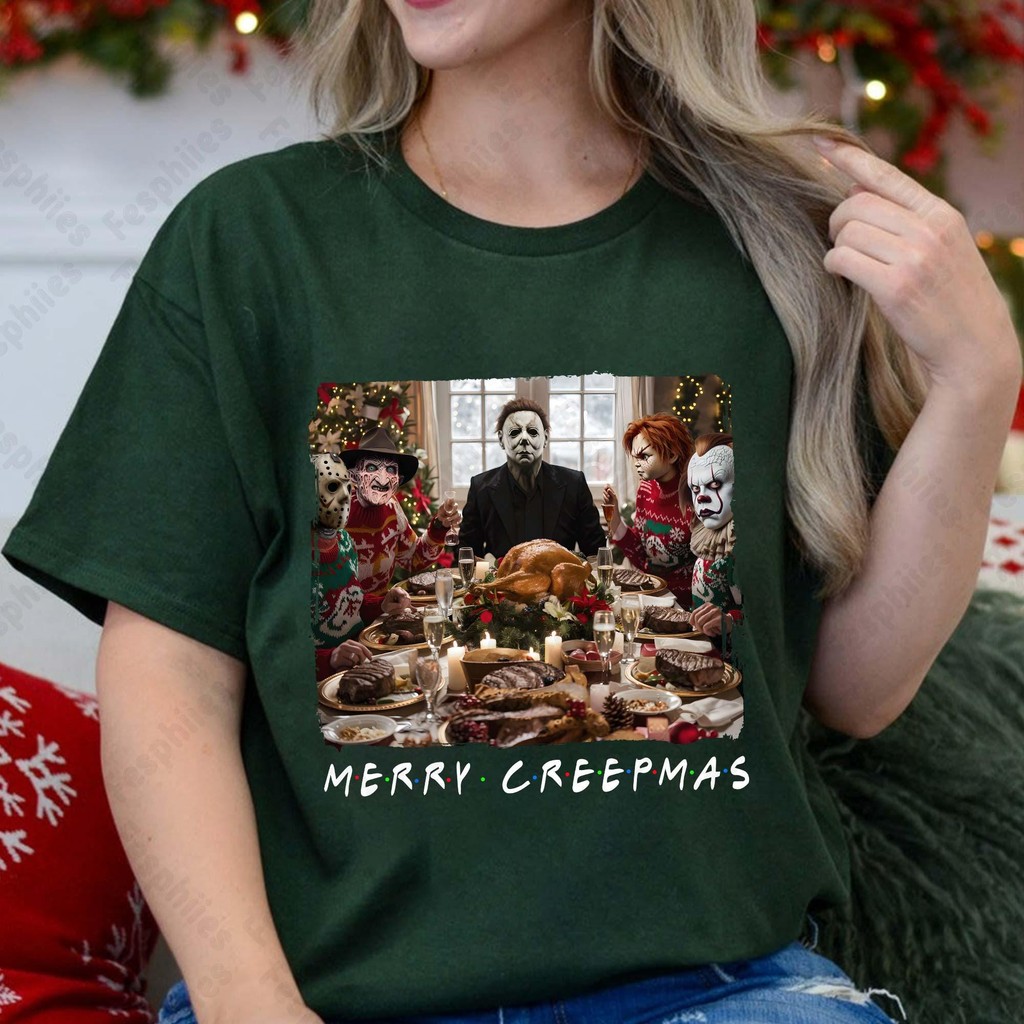 🌲 【ใหม่】Merry Creepmas Png, Christmas Sweater Png, Killer Christmas Png, Merry Creepmas Png Women T-