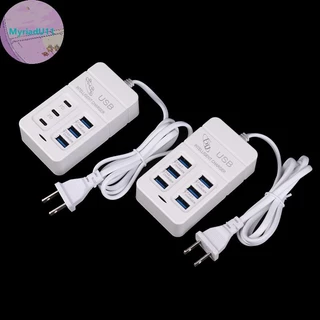 Myriadu 1PC US Plug 6 พอร์ต Multiport USB Charger 35W PD Type-C โทรศัพท์มือถือ Fast Charge Wall Chargers TypeC USB Hub อะแดปเตอร์ TH