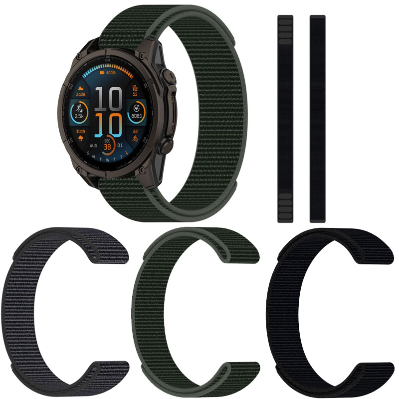สําหรับผู้เบิกทาง Garmin 935 945 955 965 745 Fenix 8 7 6 5 7X 6X 5S 6S 7S GPS Pro Plus Instinct 2 2S 2X Breathable สายไนลอน Velcro สายคล้องสร้อยข้อมือ