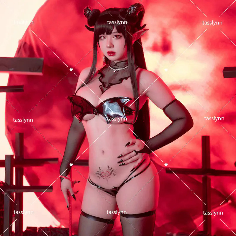 Mn  Dark Style Bound Devil Bikini Set Magic Night Series Little Devil Anime Cosplay Original Hallowe