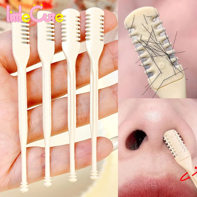 เครื่องเล็มขนจมูก-แบบพกพาล้างทําความสะอาดได้-360° ทําความสะอาดตัดจมูกโพรงมีดโกน-เครื่องกําจัดขนจมูกด้วยตนเอง-เครื่องมือกรรไกรโกนหนวดผมสองหัว-ทําความสะอาดผมลื่น