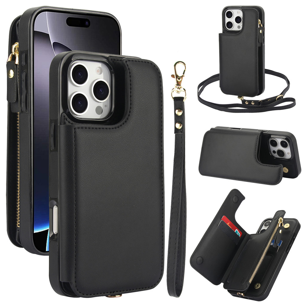 เคสโทรศัพท์ เคส Card Case สําหรับ iPhone 15 16 17 Pro Max พร้อมสายแนวทแยง Lanyard โทรศัพท์มือถือสําหรับ iPhone 16 Pro Max 14 Pro Max 13 12 11 ProMax X XR XS Case 14 15 16 Plus 16E 17 Air ฝาครอบหนัง
