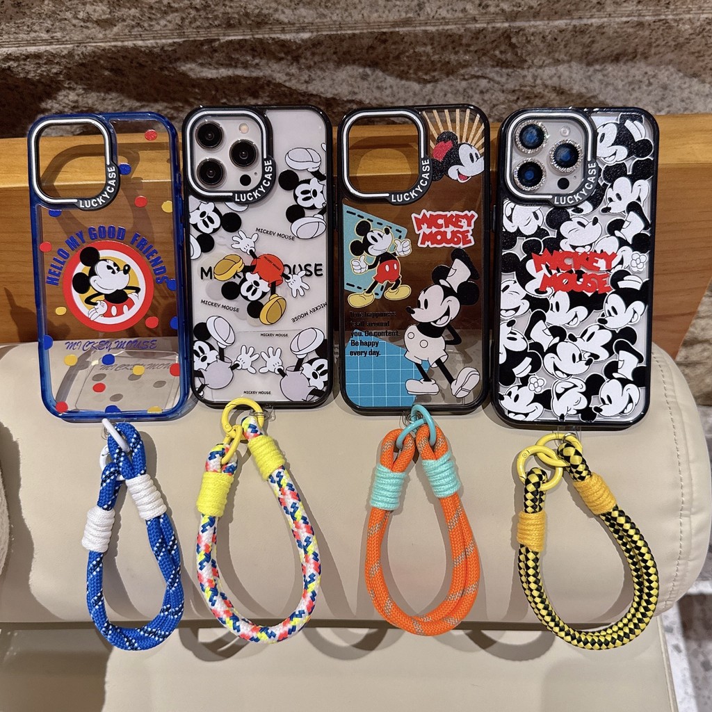 Luckycase มิกกี้อะคริลิโทรศัพท์กรณีป้องกันการล่มสลายเกราะป้องกันสำหรับ iPhone 16PROMAX 15 14 13