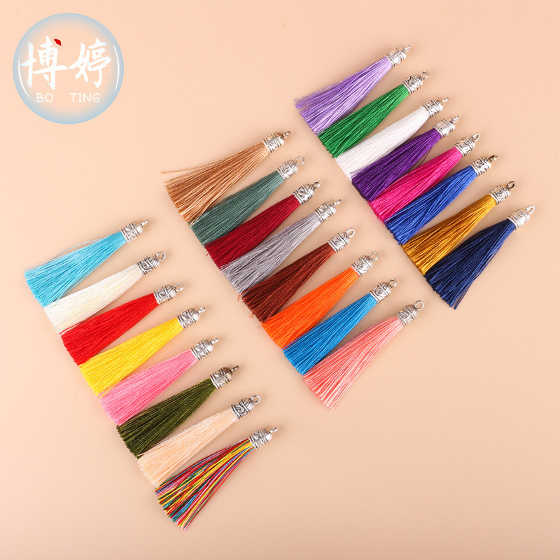 หมวกโลหะผสมขนาดเล็กแหวนดึงพู่พู่พู่ที่คั่นด้วยมือวัสดุ DIY เครื่องประดับสไตล์โบราณจี้โทรศัพท์มือถือ tggs