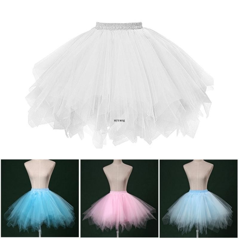 Mg Layered จีบ Tulle กระโปรงเต้นรํา Tutus กระโปรงเพื่อนเจ้าสาว Petticoat Tutus Carnivals ฮาโลวีน Midi กระโปรง Costum
