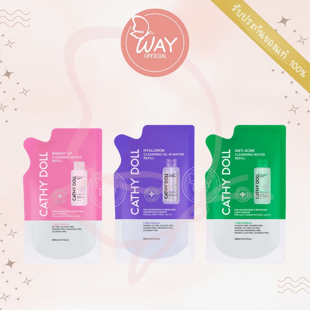 [รีฟิล] Cathy Doll Cleansing Water Refill 400ml เคที่ดอลล์ คลีนซิ่ง วอเตอร์ รีฟิล 400ml