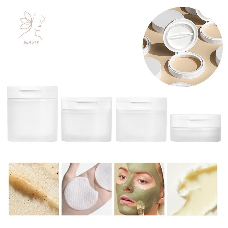 [maybeauty] 100/120/150g ฝาครอบพลิกพร้อมช้อนหรือแหนบขวดรีฟิลหม้อเปล่า Travel Face Cream โลชั่นเครื่องสําอางผ้าฝ้ายแต่งหน้า Jar {TH}