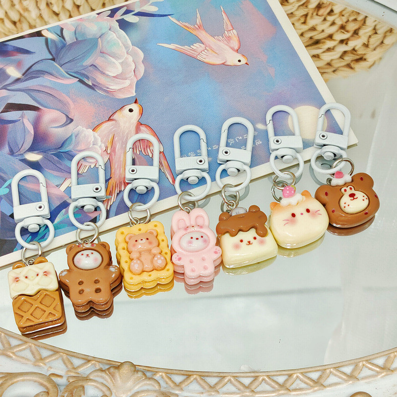 สร้างสรรค์น่ารักคุกกี้กระต่ายหมีพวงกุญแจจี้แฟชั่นตลกตุ๊กตาพวงกุญแจประณีตกระเป๋าเป้สะพายหลังอุปกรณ์ตกแต่งของขวัญ