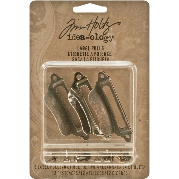 Tim Holtz Idea-Ology ป้ายโลหะดึง 5"X2" 6/Pkg พร้อมตัวยึด 12 ตัว